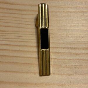 Gold Tie Clip With Black Enamel Accent